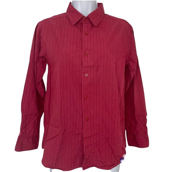 Arrow Womens L Shirt Red Maroon Long Sleeve Career Work Button Up - Picture 1 of 9